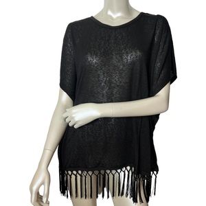 Esperanza New York Black Draped Fringe Top